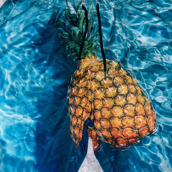Menβs Pineapple Swim Trunks - Picture 2 of 6